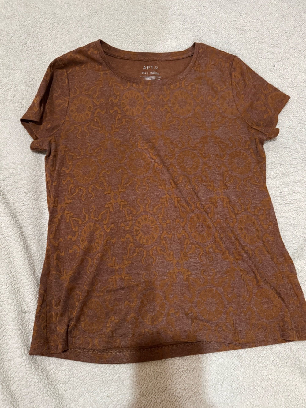 Apt. 9 Burnt Orange Textured Short Sleeve Top